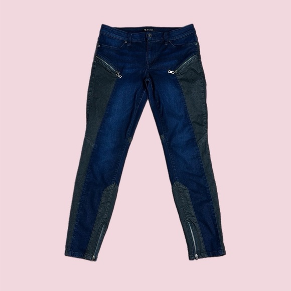 Guess Women’s Shimmering Two-Tone Zip Hem Skinny Jeans Sz 31 - Picture 1 of 12